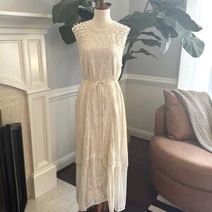 Anthropologie Cream Lace Maxi Dress